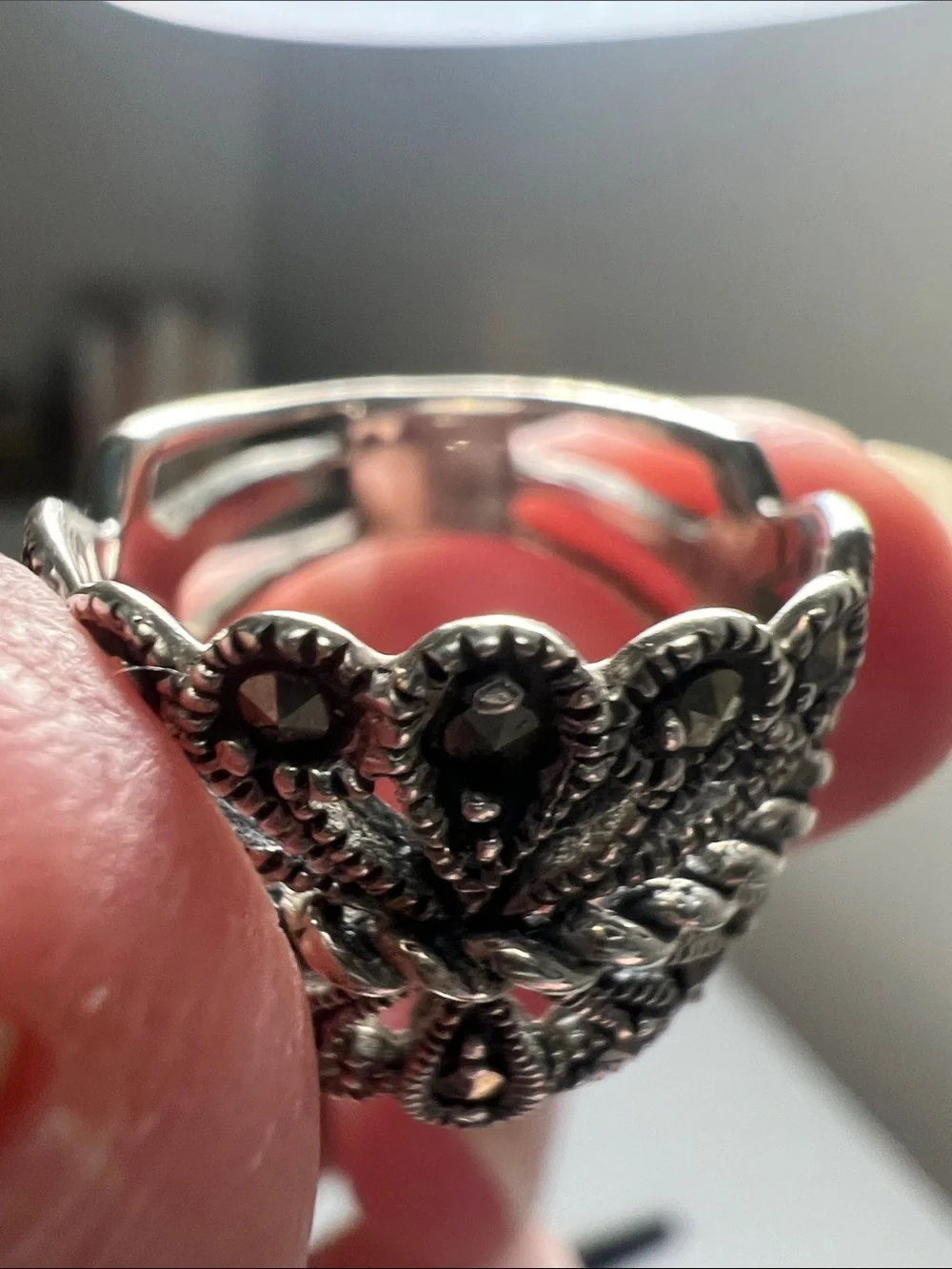Intricate Silver-Tone Filigree Statement Ring - Vintage